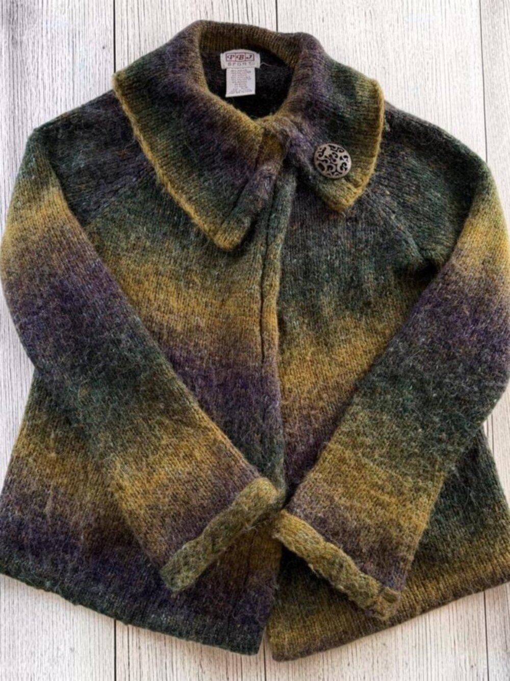 PBJ Sport Cardigan Womens S P Boho 90s Earth Tone Knit Cottagecore